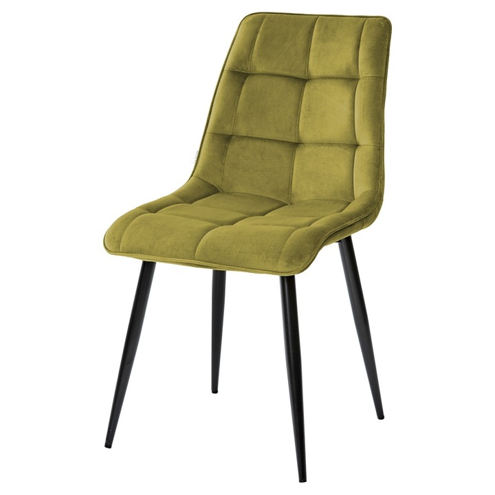Set 6 scaune living, Mario Colenis gama lux, catifea/metal, 89x60x50 cm, Verde masliniu