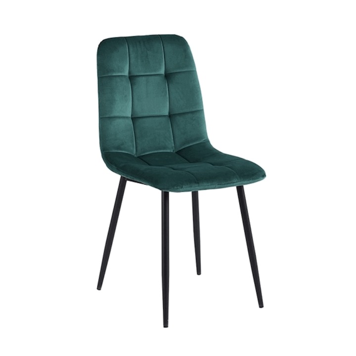 Set 8 scaune living, Ela Colenis gama lux, catifea/metal, 89x44x40 cm, Verde