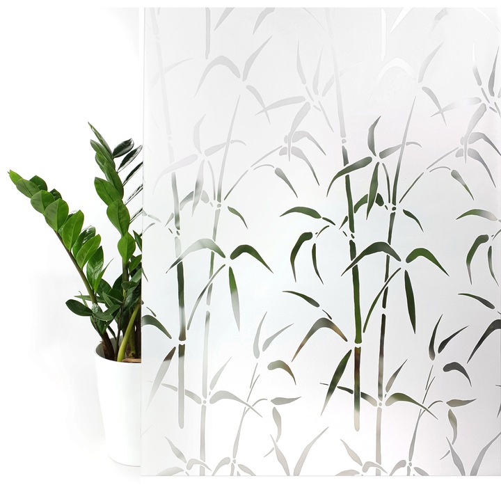 Folie sticla sablata cu efect matuit, 67.5 x 150 cm, DecoMeister®, Model Bambus, G019-067R0150