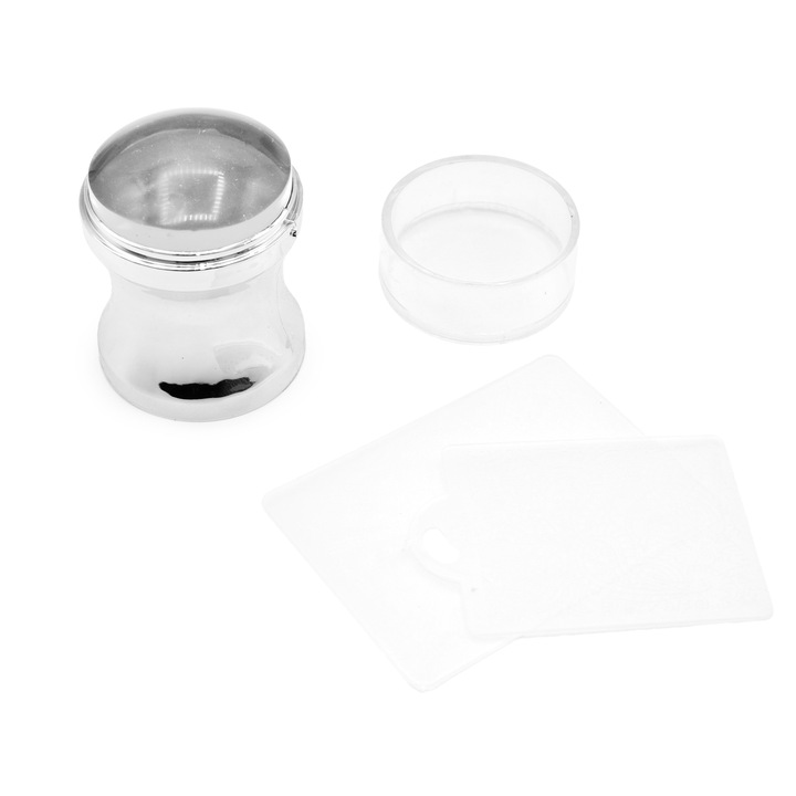 Set matrita si stampila unghii, Global Fashion, Argintiu