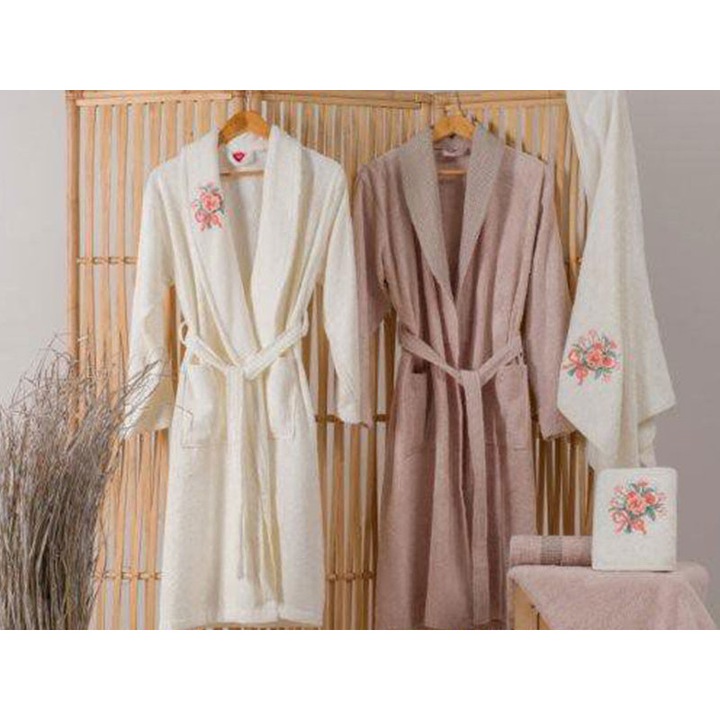 Set Halate si Prosoape de Baie, Cottonbox, Lenora Ekru-Cappuccino, Bumbus