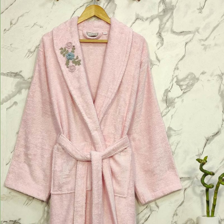 Halat de Baie pentru Ea, Majoli, Rose Pink, Marime L, Bumbus