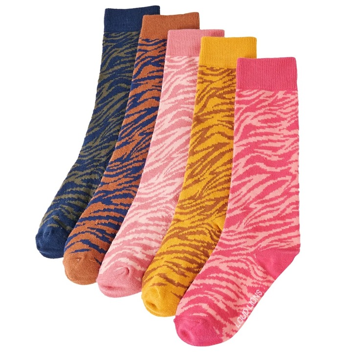 Детски чорапи 5 чифта vidaXL, EU 30-34, 0.09 kg, с принт на зебра