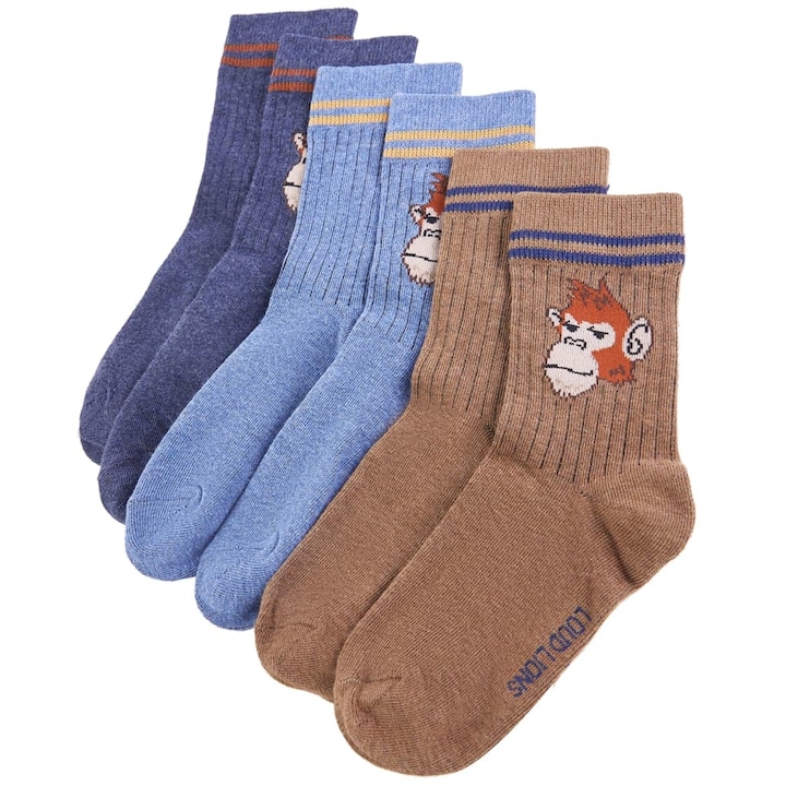 Детски чорапи 5 чифта vidaXL, EU 26-29, 0.06 kg, с цветни райета