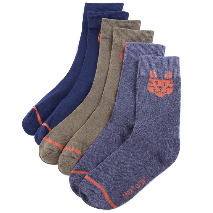 Детски чорапи 5 чифта vidaXL, EU 26-29, 0.09 kg, с цветно райе и щампа на тигър