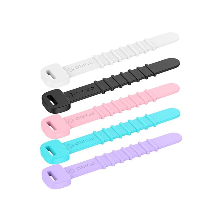 Set de 5 Benzi prindere cabluri Orico PH5 multicolore, din silicon