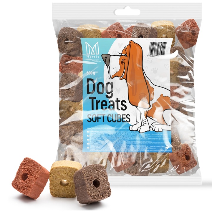 Tratament pentru caini - Mersjo Meat Trainers Soft Cubes 500g