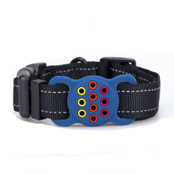 Нашийник за кучета, BOMSTOM, GPS поддръжка, светлоотразителен, удобен интериор, регулируем размер 34-48 см, черен