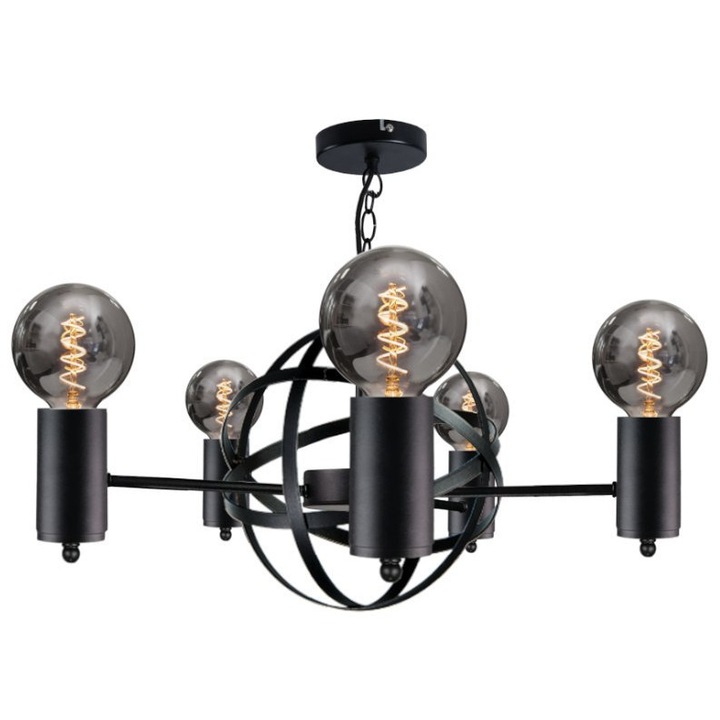 Candelabru 5Xe27 Solar Ii Black, Keter Lighting, Metal, Negru, 60 W