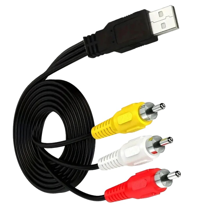 Кабел адаптер, FAC, USB/RCA, черен