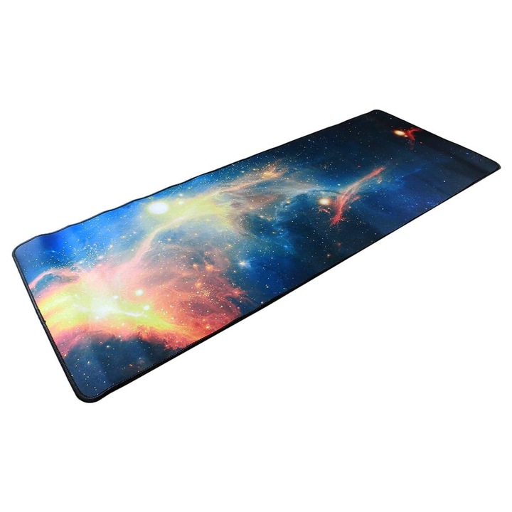Mousepad cu design cosmic, 80 x 30, cauciuc anti alunecare, multicolor