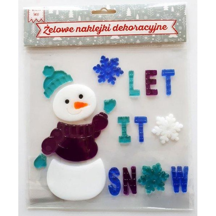 Autocolante decorative cu gel pentru geam, Jawi, Let it Snow, Multicolor