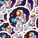 Set 5 bucati, Sticker decorativ, Astronaut Boris, Rezistent la apa, NO13464, 6 cm, Multicolor