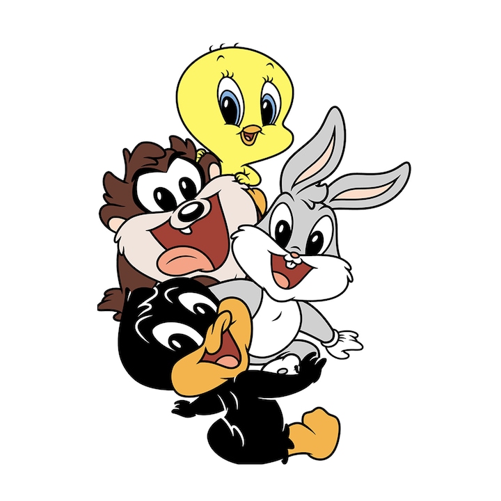 Комплект от 5 части, Декоративен стикер, Baby Looney Tweety Bugs Bunny Tasmania Devil, Водоустойчив, NO11946, 6 см, Многоцветен