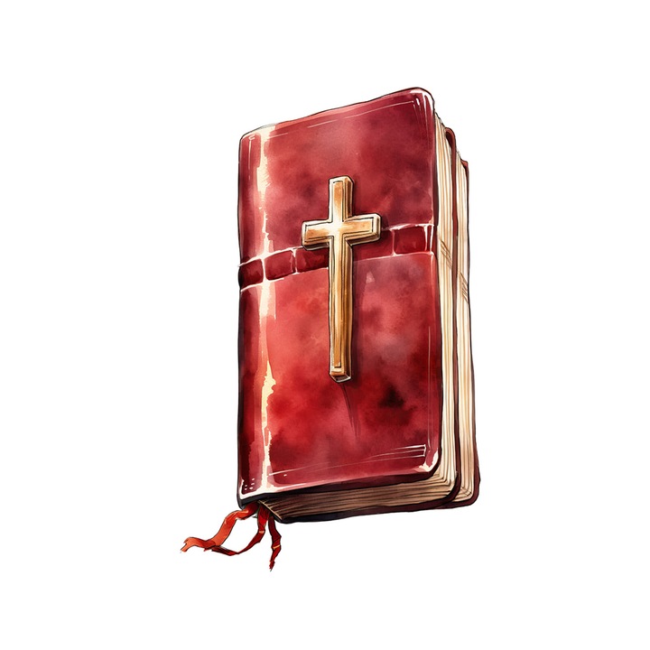 Set 5 bucati, Sticker decorativ, Biblia cu cruce, Rezistent la apa, NO14370, 6 cm, Multicolor