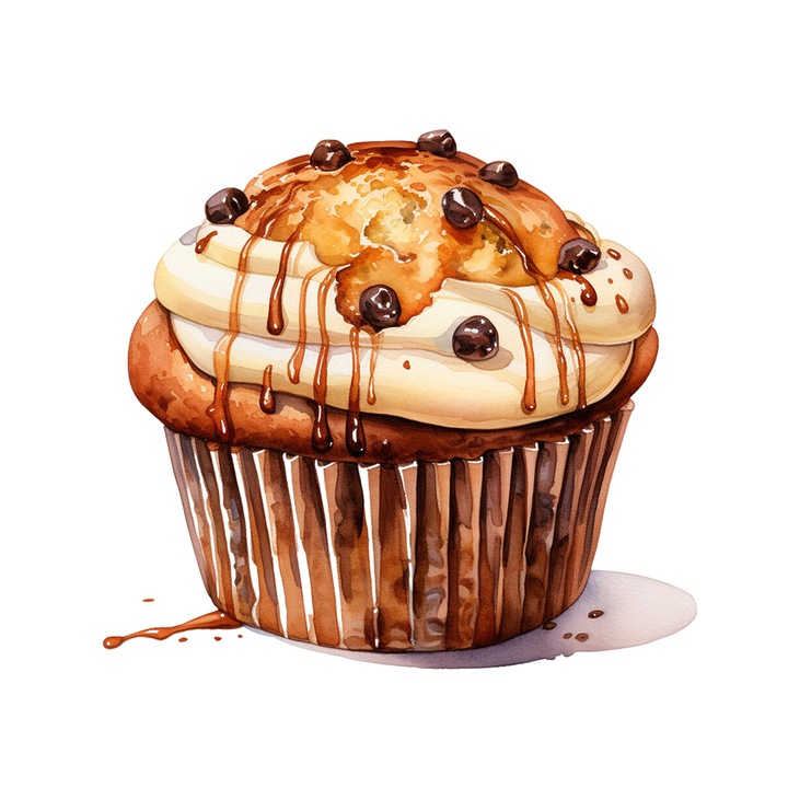 Set 5 bucati, Sticker decorativ, Briosa cu vanilie si ciocolata, Rezistent la apa, NO11591, 6 cm, Multicolor