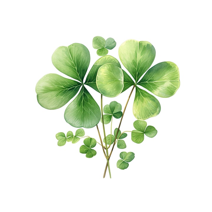 Set 5 bucati, Sticker decorativ, Buchet de trifoi cu patru foi, Rezistent la apa, NO16458, 6 cm, Multicolor