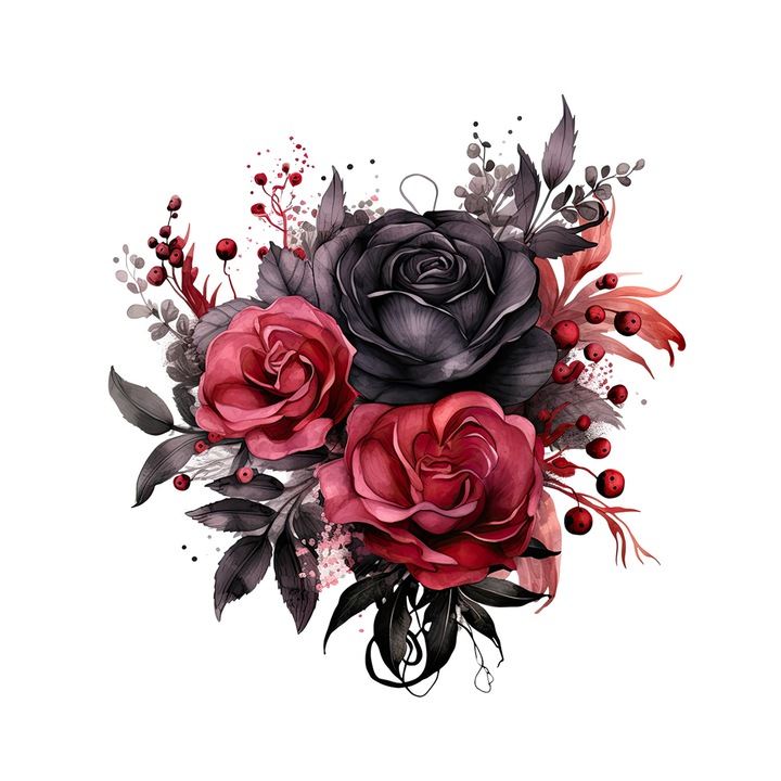 Set 5 bucati, Sticker decorativ, Buchet Naide, Rezistent la apa, NO11870, 6 cm, Multicolor