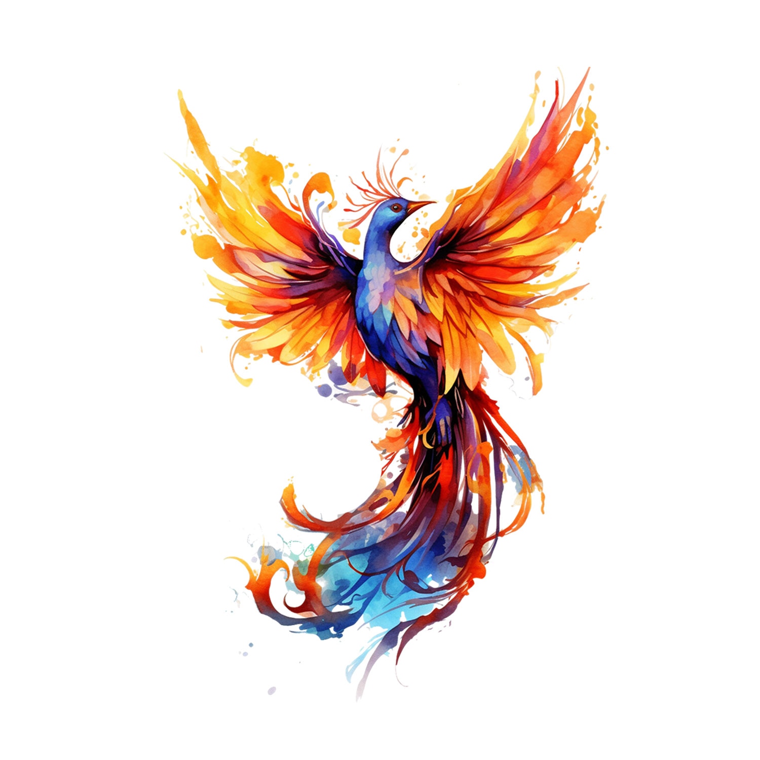 Premium Vector | Rainbow colored fire phoenix on a white isolated background