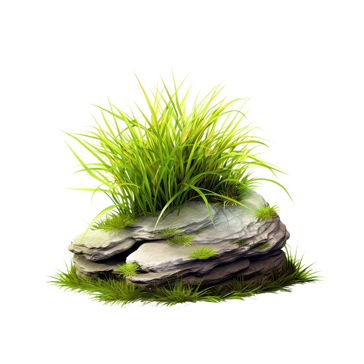 Set 5 bucati, Sticker decorativ, Pietre si frunze lungi inalte, Rezistent la apa, NO11080, 6 cm, Multicolor