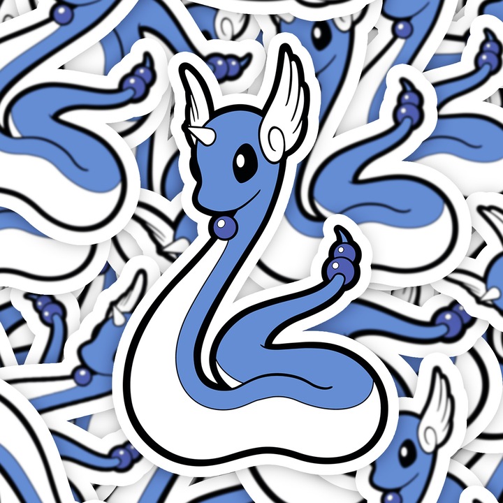 Set 5 bucati, Sticker decorativ, Pokemon Dragonair, Rezistent la apa, NO15329, 6 cm, Multicolor