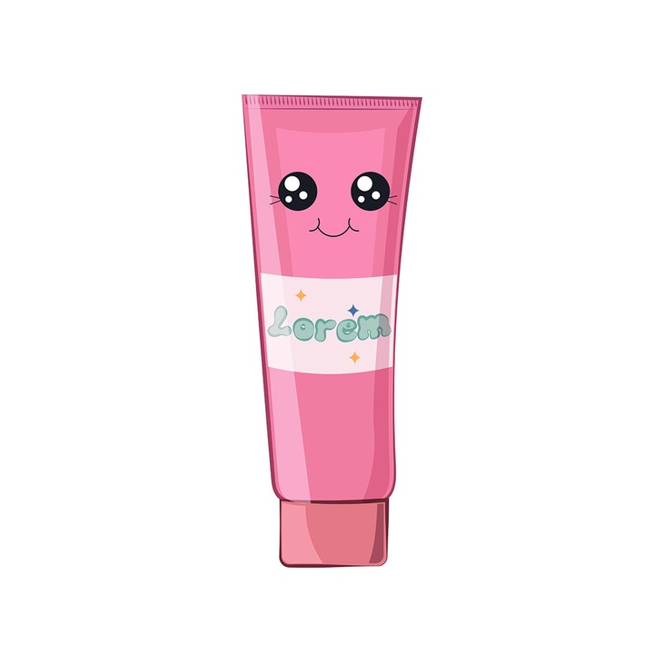 Set 5 bucati, Sticker decorativ, Tubul de crema Lorem, Rezistent la apa, NO15201, 6 cm, Multicolor