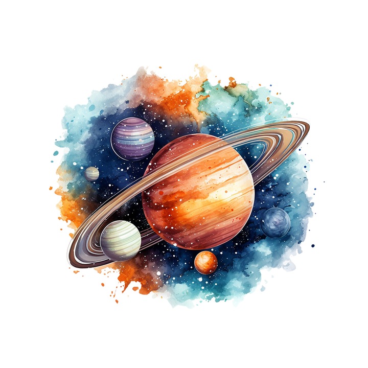 Set 5 bucati, Sticker decorativ, Sufletul cosmic, Rezistent la apa, NO11108, 6 cm, Multicolor