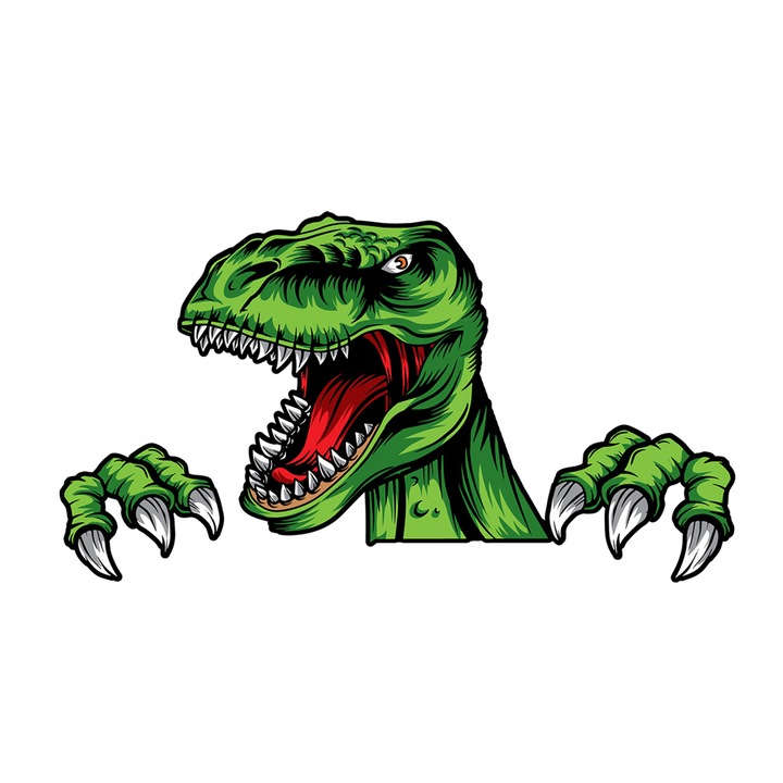 Set 5 bucati, Sticker decorativ, Tyrannosaurus Rex Dinosaur Jurassic, Rezistent la apa, NO12351, 6 cm, Multicolor