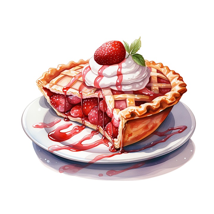 Set 5 bucati, Sticker decorativ, Tarta cu capsune, Rezistent la apa, NO14564, 6 cm, Multicolor