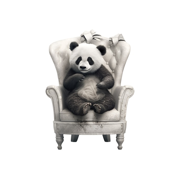 Set 5 bucati, Sticker decorativ, Urs Panda pe fotoliu, Rezistent la apa, NO14634, 6 cm, Multicolor