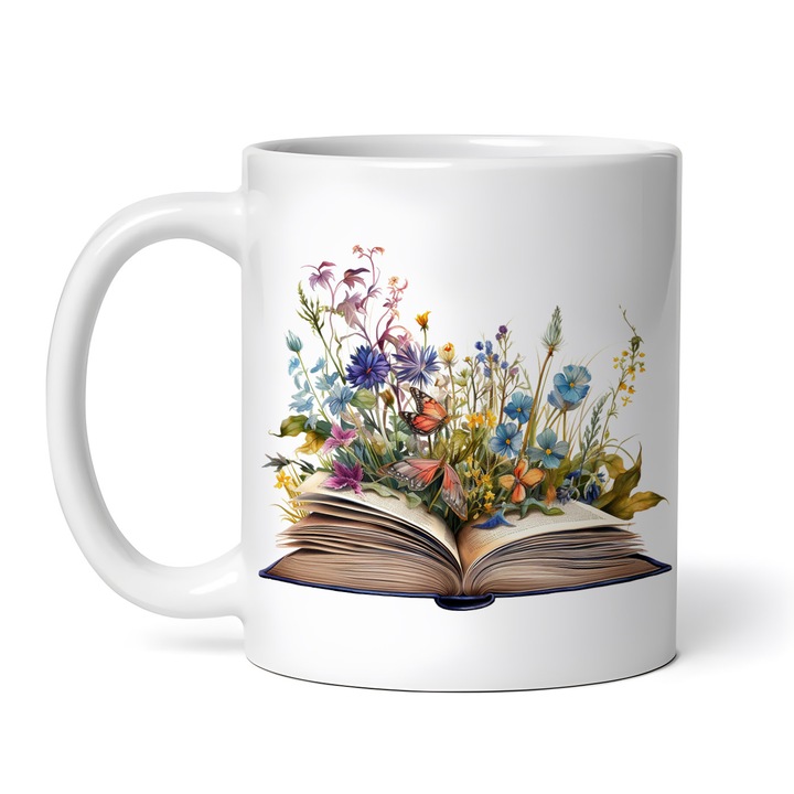Керамична чаша, книга Perla и цветя, NO2739, 330 ml, многоцветна
