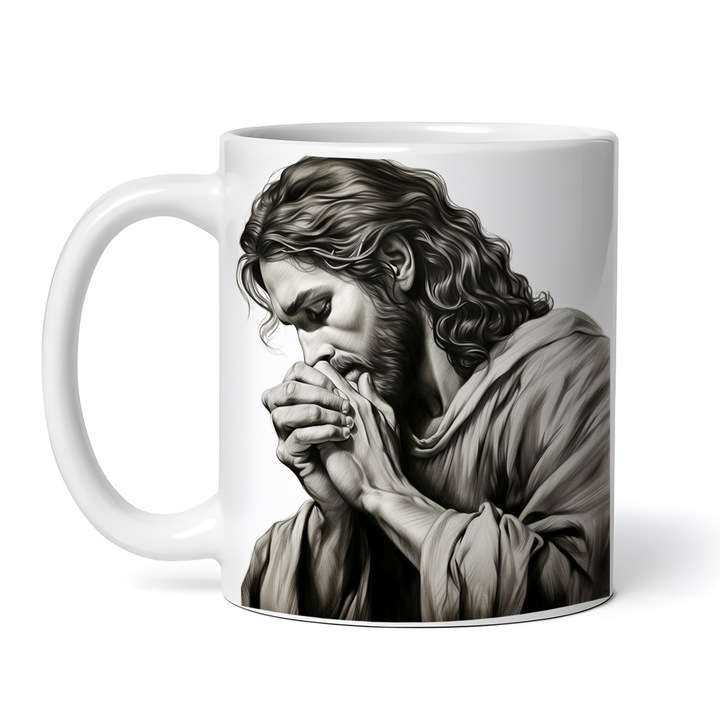 Керамична чаша, Исус Христос се моли, NO3752, 330 ml, Многоцветна