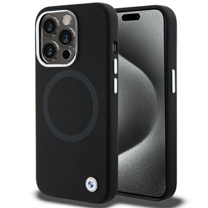 BMW tok iPhone 15 Pro Max-hoz, szilikon, MagSafe, fekete