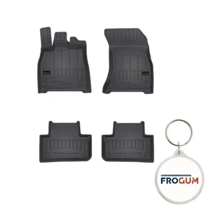 Set 4 covorase auto din cauciuc tip tavita Frogum ProLine 3D pentru Audi Q5 FY, caroserie Suv, an fabricatie 01.2017 - prezent si breloc Frogum