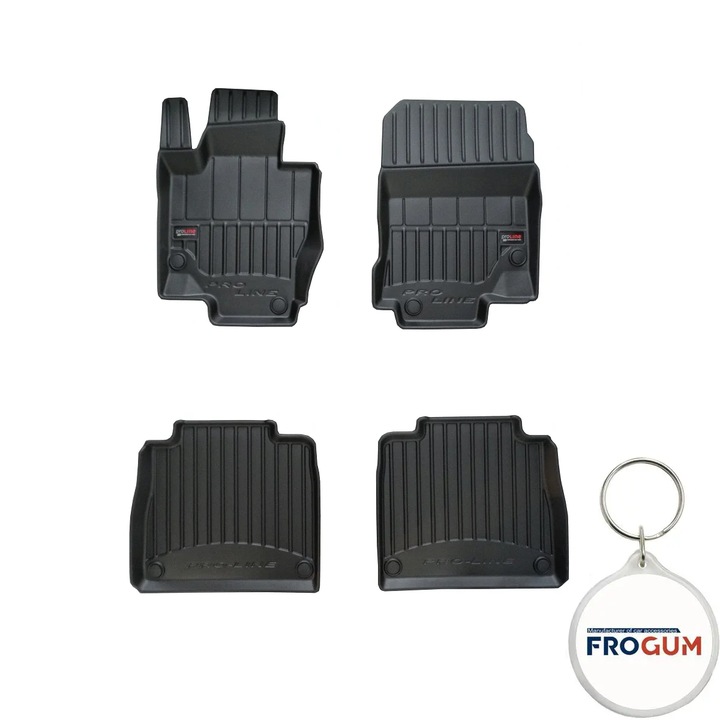 Set 4 covorase auto din cauciuc tip tavita Frogum ProLine 3D pentru Mercedes GLS II X167, caroserie Suv, an fabricatie 2019 - prezent si breloc Frogum