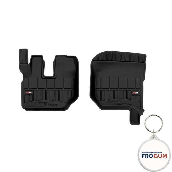 Set 4 covorase auto din cauciuc tip tavita Frogum ProLine 3D pentru DAF LF, caroserie Cargo, an fabricatie 2002 - prezent si breloc Frogum