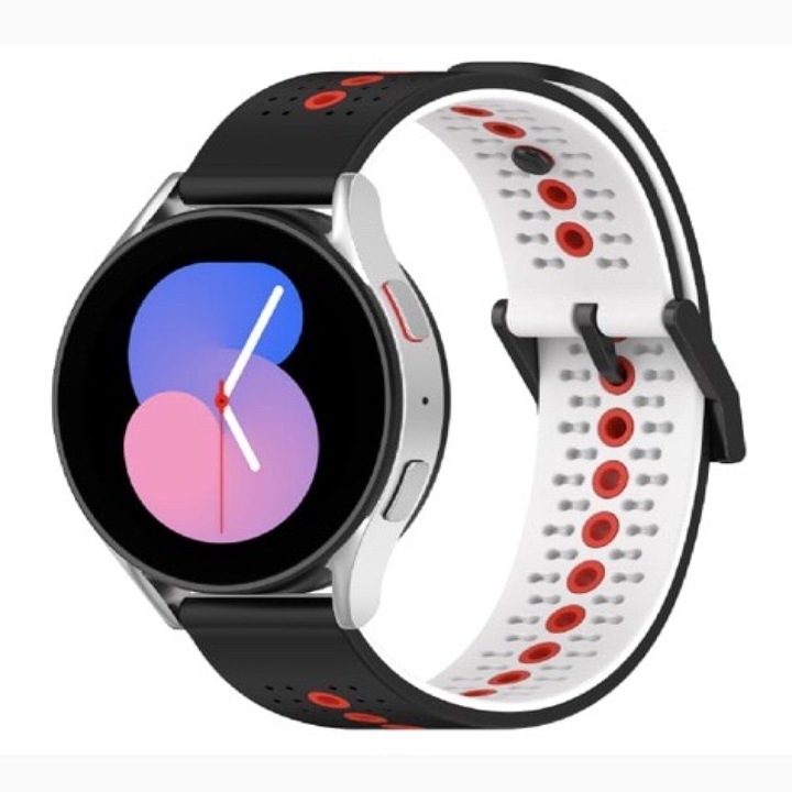Curea MULLER silicon smooth, Quick Release, compatibila cu Samsung Galaxy Watch 46mm, Gear S3 Classic, S3 Frontier, Galaxy Watch3, Huawei Watch GT2, GT 3 4 ULTIMATE, Amazfit GTR 47mm, POLAR Grit X XPro Vantage M M2 V2 Shift, latime 22 mm, Negru Rosu Alb