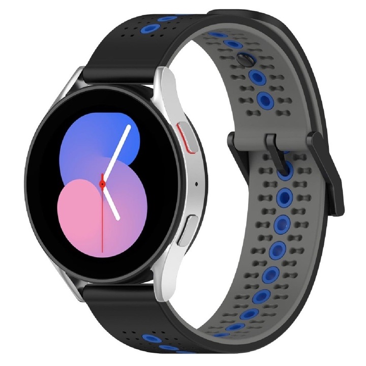 Curea MULLER silicon smooth, Quick Release, compatibila cu Samsung Galaxy Watch 46mm, Gear S3 Classic, S3 Frontier, Galaxy Watch3, Huawei Watch GT2, GT 3 4 ULTIMATE, Amazfit GTR 47mm, POLAR Grit X XPro Vantage M M2 V2 Shift, latime 22 mm, NegruAlbastruGri