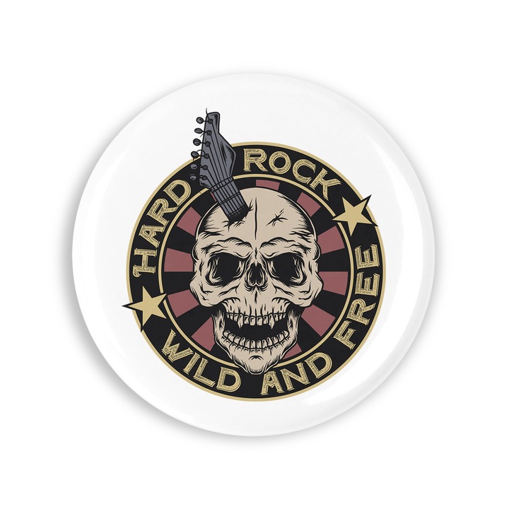 Set 4 insigne, Hard rock wild and free, NO6523, Metal, 44 mm, Multicolor