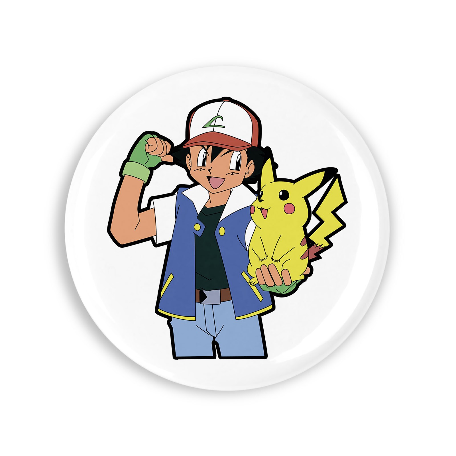 Set 4 insigne, Pokemon Pikachu si Ash, NO344, Metal, 44 mm