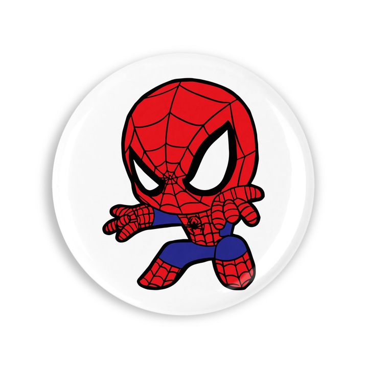 Set 4 insigne, Spiderman trage cu panza, NO3608, Metal, 44 mm, Multicolor