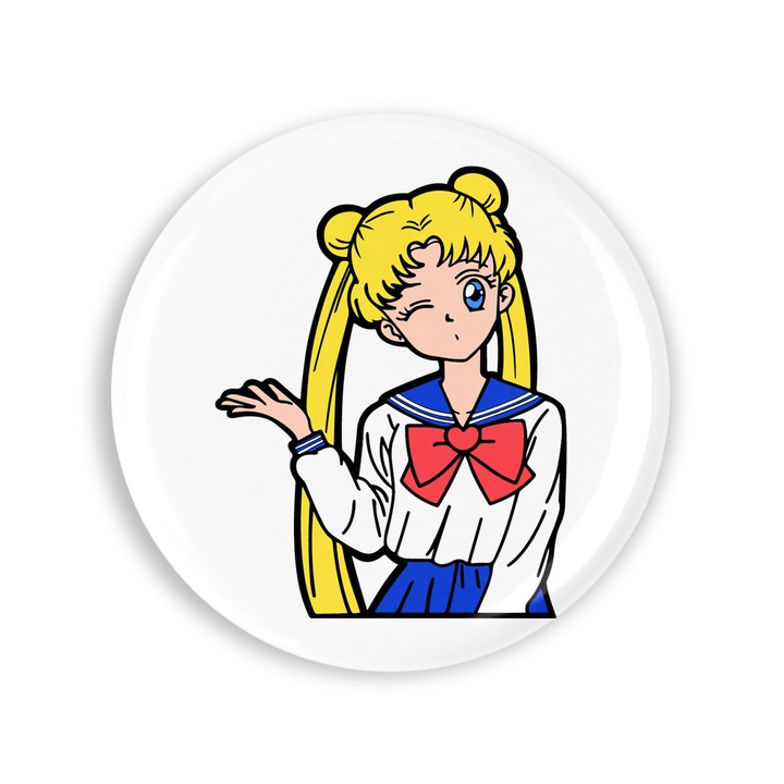 Set 4 insigne, Sailor Moon face cu ochiul, NO1639, Metal, 44 mm, Multicolor