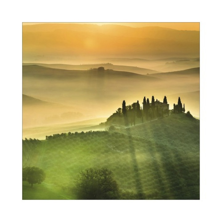 Tablou Sticla Peisaj Din Toscana 20x20 Cm