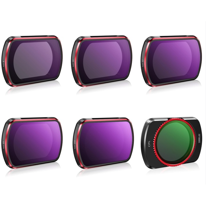 Професионален комплект от 6 филтъра, STARTRC, съвместими с DJI Osmo Pocket 3, CPL, UV, ND8, ND16, ND32, ND64