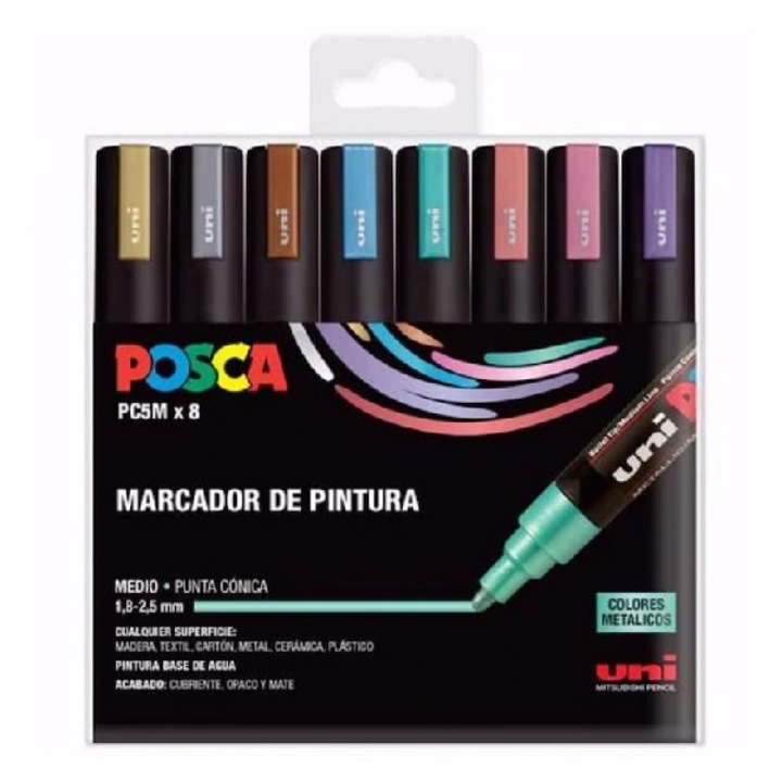 Posca 8 db-os marker készlet, metál színek