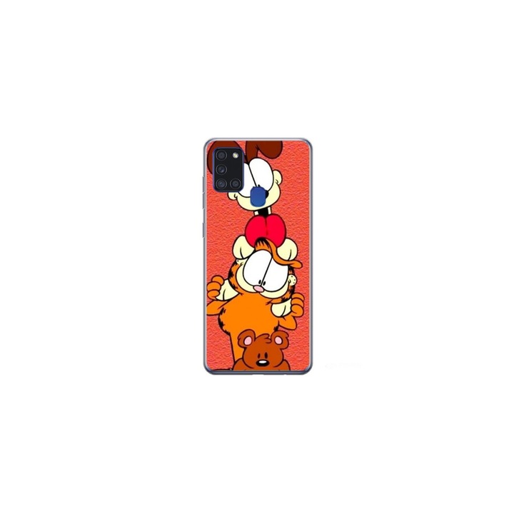 Személyre szabott HQ Print 360 fokos tok Samsung Galaxy A21s-hez, Garfield modell, sokszínű, S1D1M0085