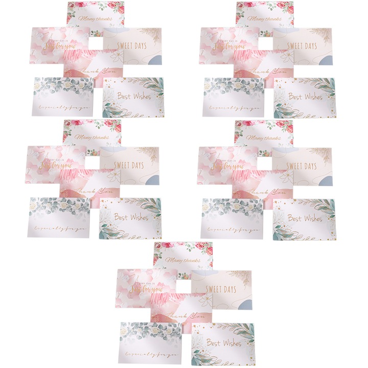 30 db-os köszönőlap készlet, hosszú cipzárral, többszínű