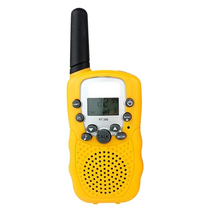 Set 2 statii walkie talkie pentru copii, lanterna, 22 canale, functie VOX, blocaj taste, raza lunga, galben