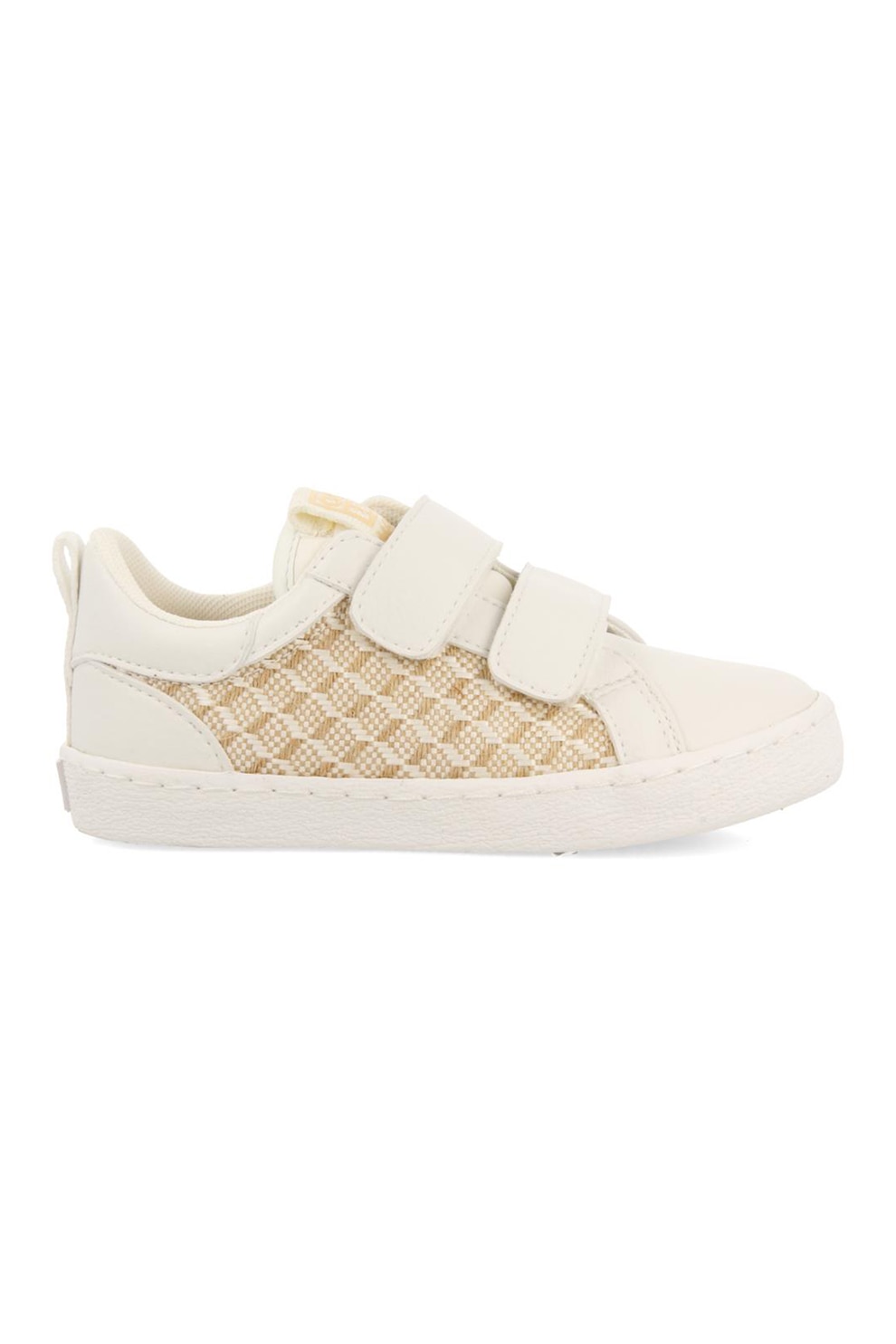 Gioseppo, Pantofi sport de piele ecologica si material textil cu velcro, Alb, Bej, 28 EU