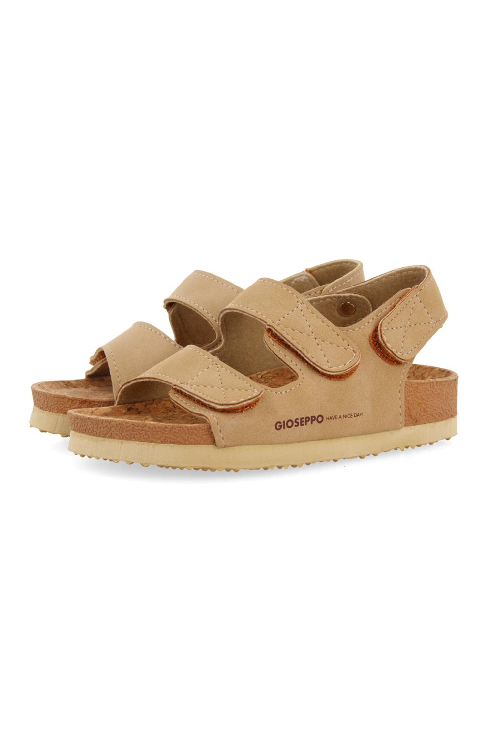 Gioseppo,Sandale de piele ecologica cu velcro Krapina, Camel, 28 EU
